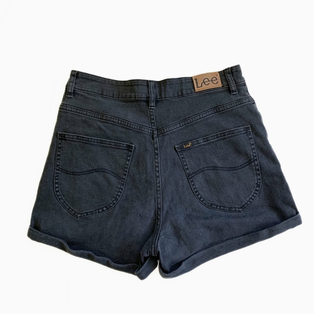 Lee Stevie Short Vintage Inspired High Rise Black Denim Cuffed Shorts - Picture 7 of 10